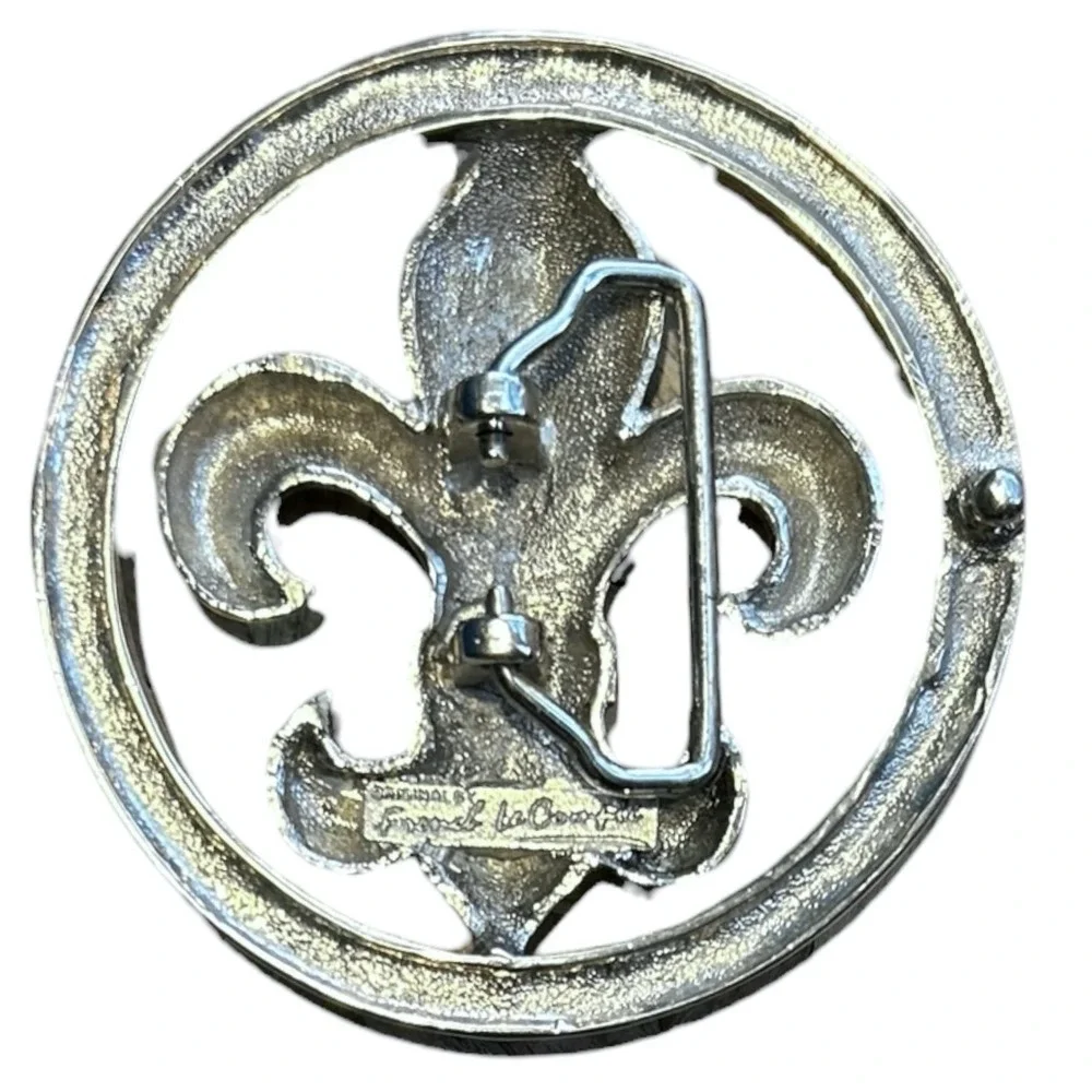 Vintage Original by FRANK le COMPTE Fleur de Lis Belt Buckle Silvertone MCM 60's